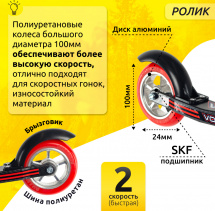 Лыжероллеры коньковые Shamov 04-3PU (620 мм), колеса полиуретан 100 мм, карбон - Фото 5