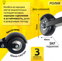 Лыжероллеры классические Shamov 05 (720 мм), колеса каучук 70 мм - Фото 3
