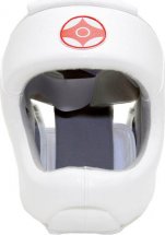 Шлем для каратэ с защитой верха головы Leosport детский S экокожа, белый