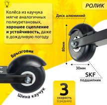 Комплект Лыжероллеры коньковые Shamov 03-1 (620 мм), колеса каучук 80 мм + крепления 02 SNS - Фото 6