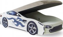 Комплект кровать-машина Бондмобиль белый и объемные пластиковые колеса 2 шт - Фото 2