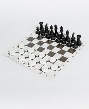 Набор шахматы и шашки Ладья-С пластмассовые и шахматная доска картон 31х31 см