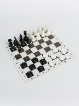 Набор шахматы и шашки Ладья-С пластмассовые и шахматная доска картон 31х31 см - Фото 12