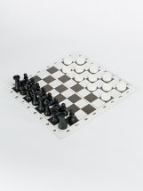 Набор шахматы и шашки Ладья-С пластмассовые и шахматная доска картон 31х31 см - Фото 3