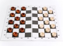 Набор шашки Ладья-С деревянные и шахматная доска картон 31х31 см