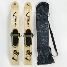 Комплект охотничьих лыж Маяк ОХОТНИК с креплением брезент и чехлом 120х15 см, дерево - Фото 4