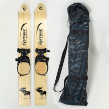 Комплект охотничьих лыж Маяк ОХОТНИК с полужестким креплением и чехлом 120х15 см, дерево-пластик - Фото 5