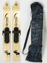 Комплект охотничьих лыж Маяк ОХОТНИК с креплением кожа с пяткой и чехлом 120х15 см, дерево-пластик - Фото 4