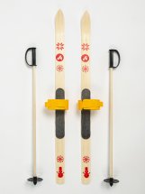 СТАРАЯ Детский лыжный комплект креплениями"Baby" и палками Маяк, 70 см, дерево, желтый - Фото 9