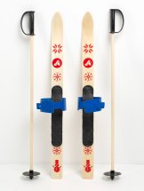 Детский лыжный комплект "Baby" с креплениями и палками, 90 см, дерево