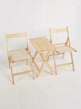 Комплект столик придиванный Leomik, дерево, 35.5 х 55.5 х 58 и стул складной СТАНДАРТ без покрытия, береза, с прямой спинкой, 2 шт - Фото 18