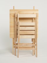 Комплект стол складной большой Leomik, дерево, 60х60х71 и 2 стула складных без покрытия из массива березы с прямой спинкой - Фото 5