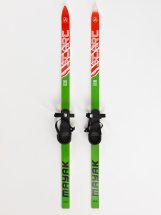 Детский лыжный комплект Маяк из дерева с креплением с резиновой пяткой и палками, 130 см, зелено-красный РОЗНИЦА - Фото 7