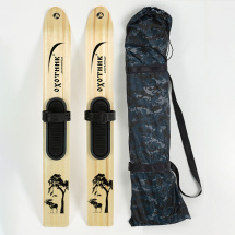 Комплект охотничьих лыж Маяк ОХОТНИК с полимерным креплением и чехлом 120х15 см, дерево - Фото 4