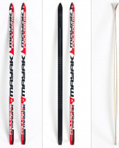 Лыжи подростковые беговые Маяк из дерево-пластика, 160 см, красно-бело-черные - Фото 4