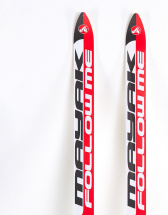 Лыжи подростковые беговые Маяк деревянные с креплениями NNN, 160 см, красно-бело-черные - Фото 11