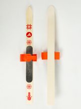 СТАРАЯ Детский лыжный комплект с креплениями"Baby" и палками, 70 см, дерево, оранжевые - Фото 12