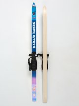 Детский лыжный комплект Маяк из дерева с креплением с резиновой пяткой и палками, 120 см, синий - Фото 10