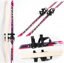 Лыжи подростковые беговые Маяк деревянные с универсальными креплениями, 150 см, фиолетовые - Фото 5