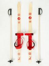 Детский лыжный комплект Junior Маяк, 100 см, дерево, красный c палками - Фото 5