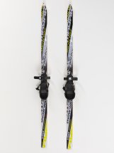 Детский лыжный комплект Маяк из дерева с креплением с резиновой пяткой и палками, 130 см, серые - Фото 6