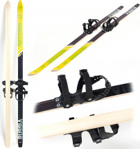 Лыжи подростковые беговые Маяк деревянные с универсальными креплениями, 160 см, желто-черно-зеленые - Фото 5