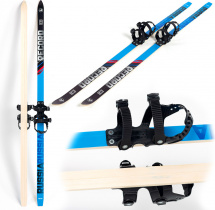 Лыжи подростковые беговые Маяк деревянные с универсальными креплениями, 160 см, синий-красный-черный - Фото 5