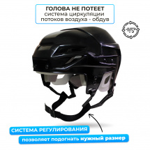 Хоккейный шлем ESPO р. L / XL (58-62) взрослый, черный - Фото 4