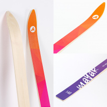Лыжи подростковые беговые Маяк деревянные, 140 см, фиолетово-розово-оранжевые - Фото 8