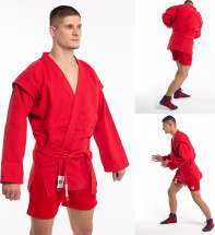 Кимоно (куртка) для самбо Leomik Training красное,  размер 32, рост 125 см - Фото 4