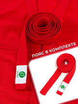 Кимоно (куртка) для самбо Leomik Training красное,  размер 32, рост 125 см - Фото 30