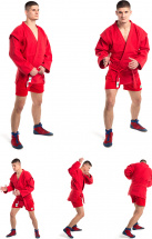 Кимоно (куртка) для самбо Leomik Training красное,  размер 32, рост 125 см - Фото 31