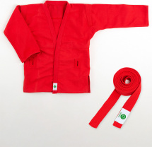 Кимоно (куртка) для самбо Leomik Training красное,  размер 32, рост 125 см - Фото 33
