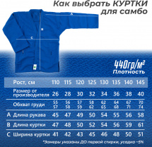 Кимоно (куртка) для самбо Leomik Training синее, размер 26, рост 110 см - Фото 8