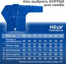 Кимоно (куртка) для самбо Leomik Training синее, размер 52, рост 175 см - Фото 7
