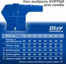 Кимоно (куртка) для самбо Leomik Master синее, размер 40, рост 145 см - Фото 8
