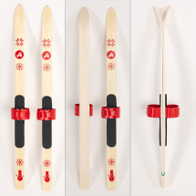 Детский лыжный комплект с креплениями "Baby" и палками, 90 см, дерево, красный - Фото 7