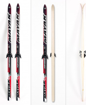 Лыжи подростковые беговые Маяк деревянные с креплением NN75, 150 см, черно-красные