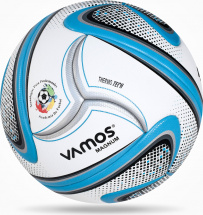 Мяч футбольный VAMOS MAGNUM № 5 профессиональный, бело-сине-черно-серый - Фото 14