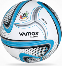 Мяч футбольный VAMOS MAGNUM № 5 профессиональный, бело-сине-черно-серый - Фото 12