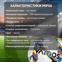 Мяч футбольный VAMOS EUFORIA HYBRID № 5 матчевый, бело-сине-красный - Фото 9