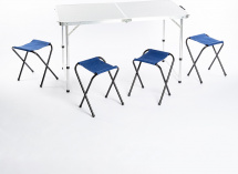 Комплект стол складной алюминиевый КЕДР, 120 х 60 х 68,3 см, влагозащищенный  и 4 малых складных табурета, черно-белый - Фото 9