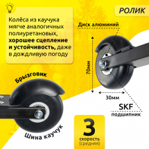Комплект Лыжероллеры коньковые Shamov 02-1 (620 мм), колеса каучук 70 мм + крепления 10 NNN - Фото 6